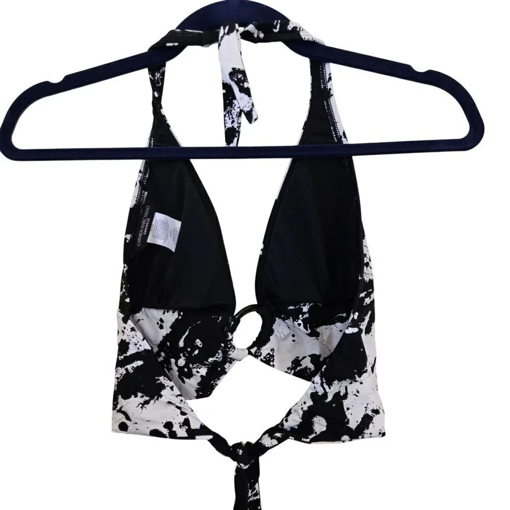 Carmen Marc Valvo Black Splash O Ring Halter Bikini Size S